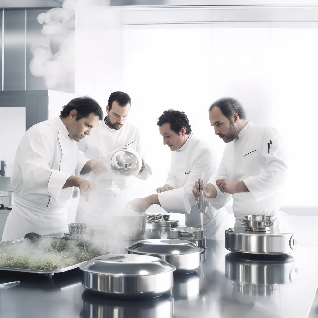 Chefs at work in a professional kitchen