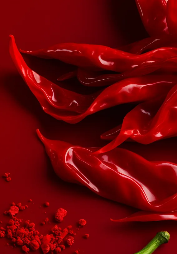 Glossy red chilies piled together