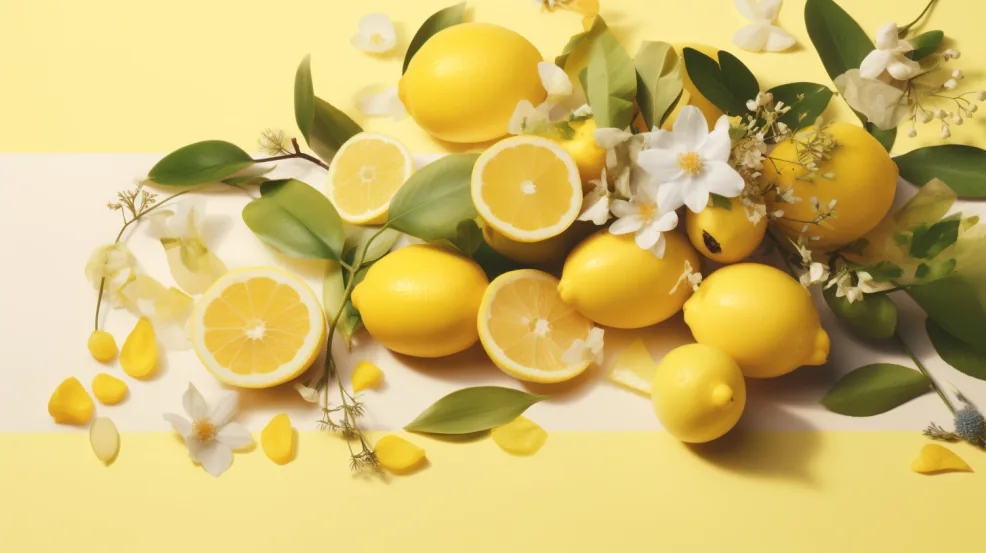 Meyer lemons and white blossoms